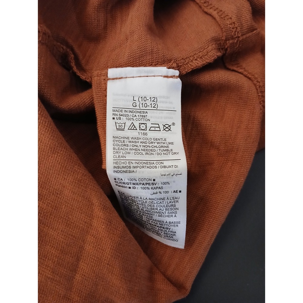 Old Navy Womens L 10-12 Rust Orange Cotton Slub Jersey Button Up Camp Shirt NEW - Picture 9 of 10